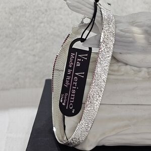 Textured Reversible 925 Silver Herringbone Bracelet JCM Vivian Verismo ITALY